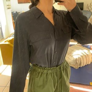 Navy blue equipment button down blouse